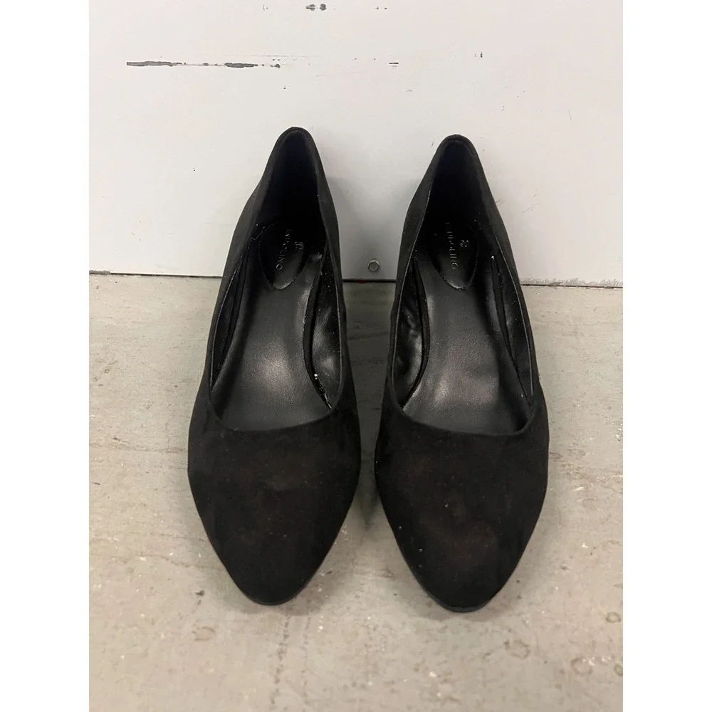 Bandolino Franci Dress Pumps Womens US 8.5M Black Almond Toe Slip On Wedge Heel - Picture 6 of 13